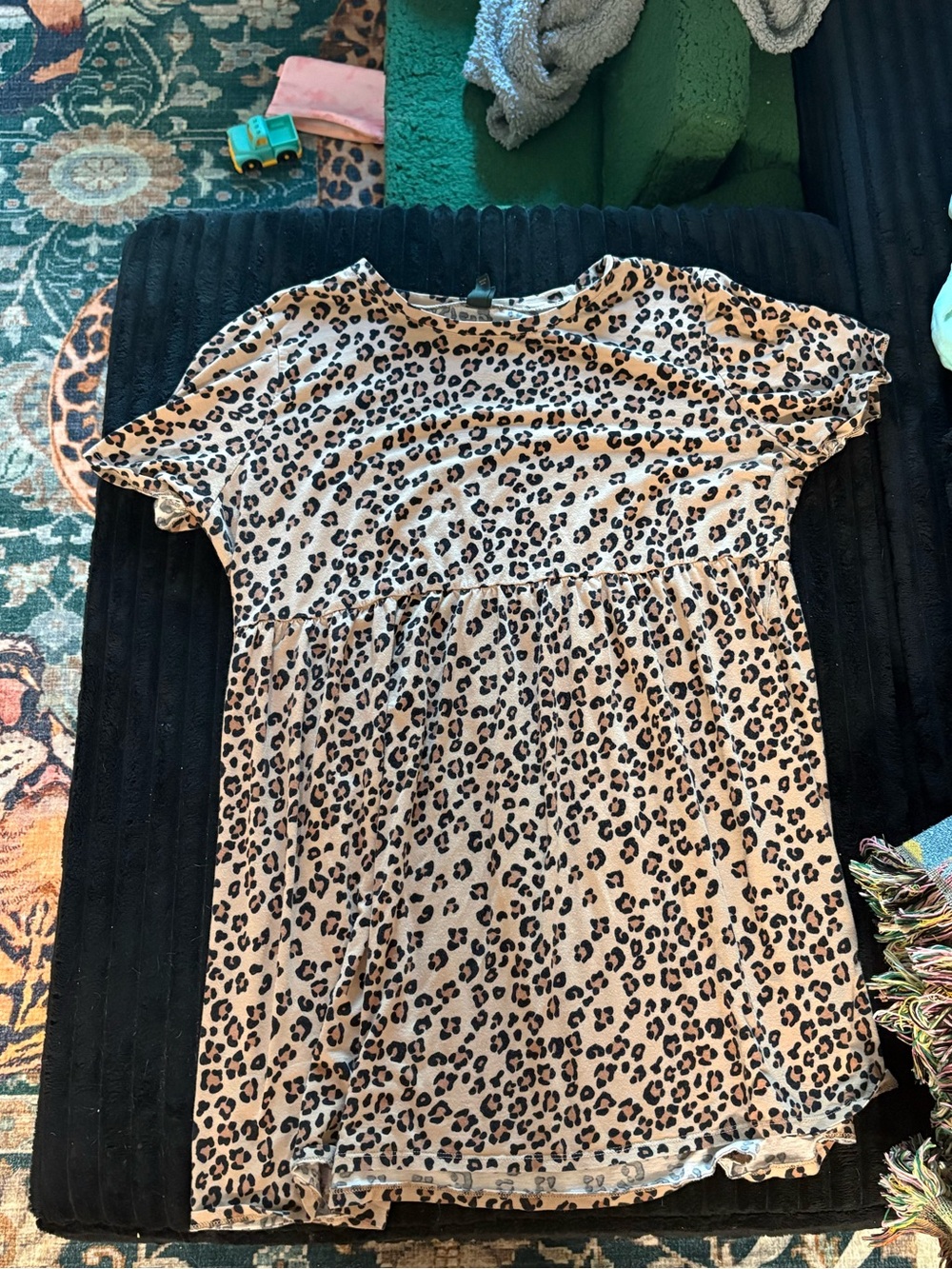 Women’s Leopard Print Short Sleeve Dress - Tan